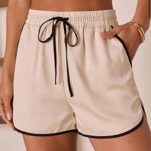 Women's Cream Shorts with Black Trim